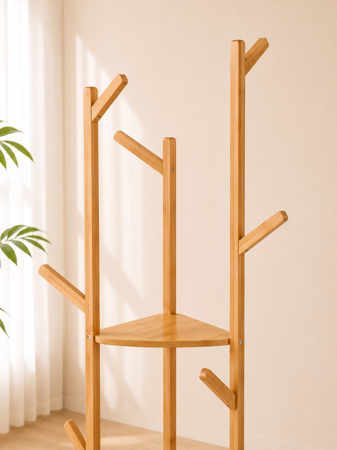 Porte-manteau bois 2 étagères - ambiance 1