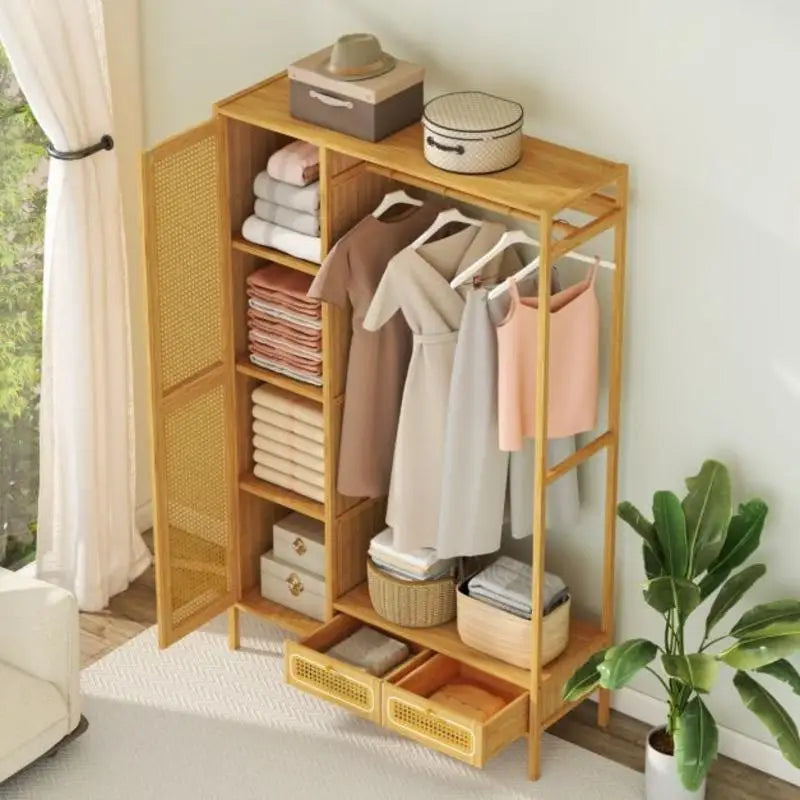 Porte-vêtements rotin double tiroir - ambiance 4