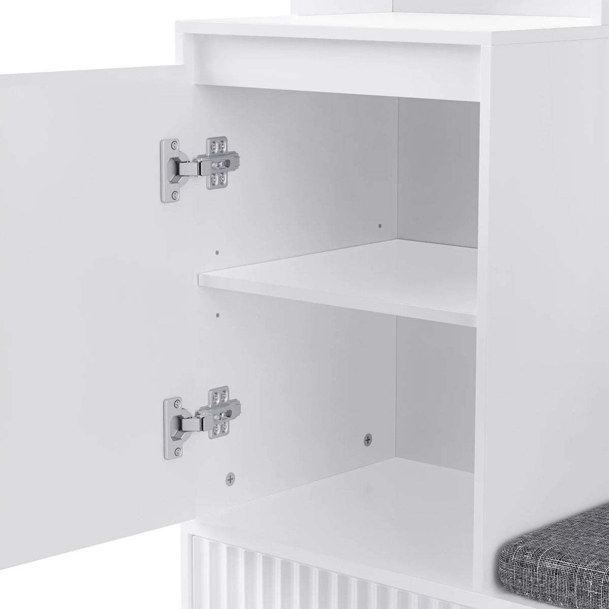 Porte-manteau couloir blanc 6-en-1 - zoom charnières