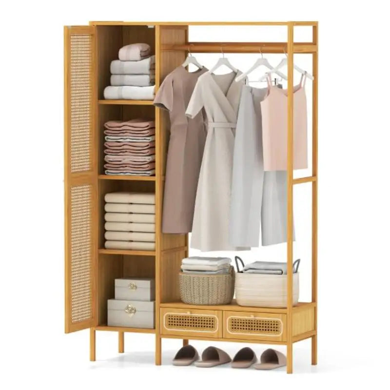 Porte-vêtements rotin double tiroir - ambiance 3