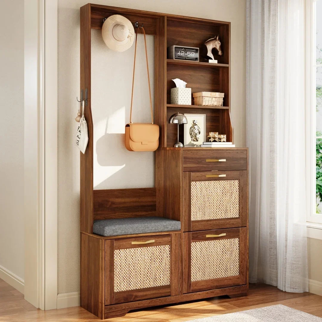 Armoire d'entrée en rotin - ambiance 2