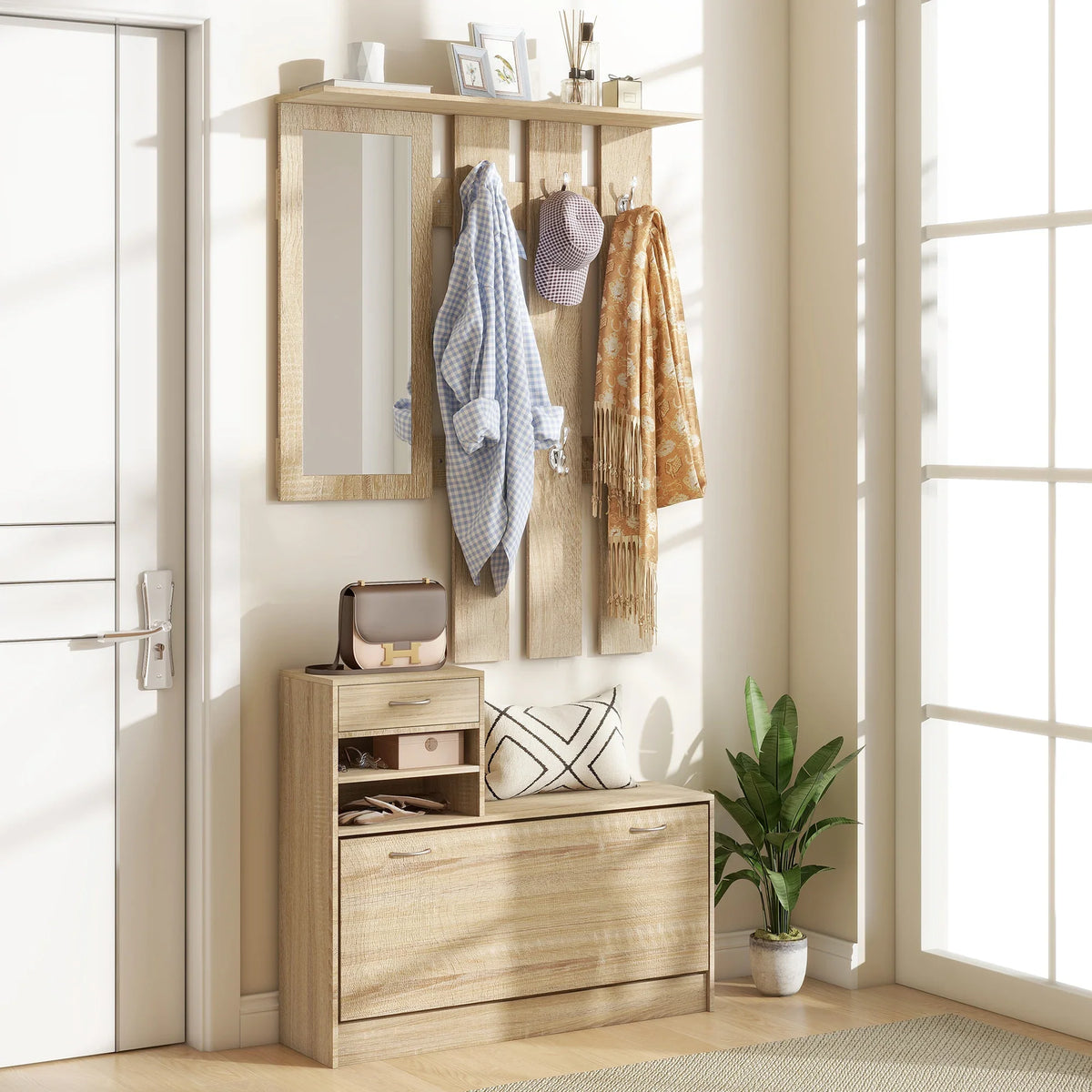Ensemble 3-en-1 bois naturel - ambiance 1