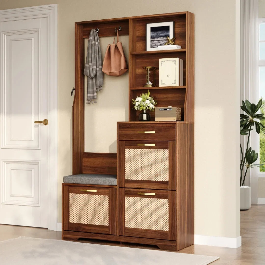 Armoire d'entrée en rotin - ambiance 1
