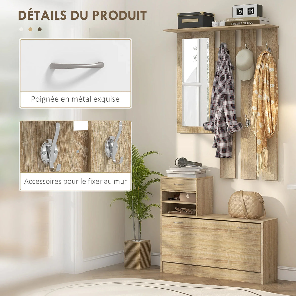 Ensemble 3-en-1 bois naturel - détails du produit