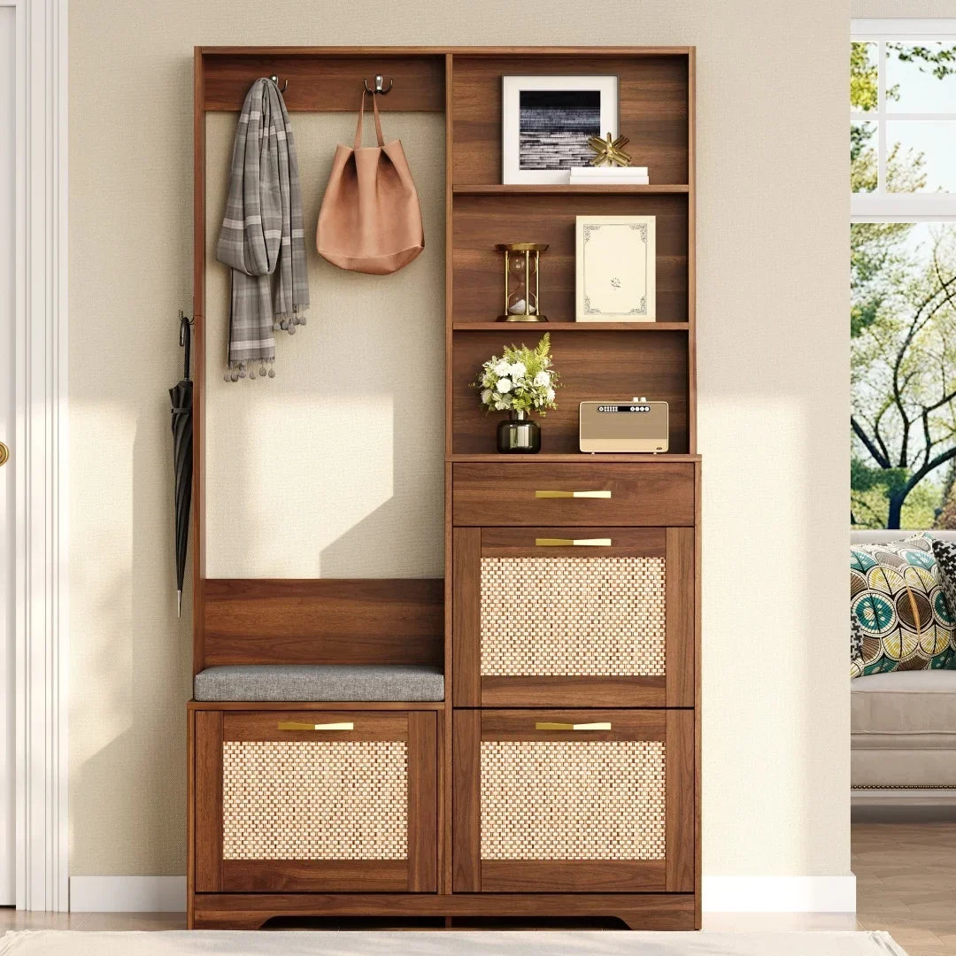 Armoire d'entrée en rotin - ambiance 3