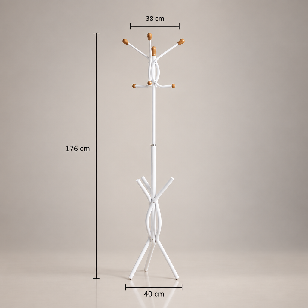Porte-manteau sur pied vintage blanc - dimensions