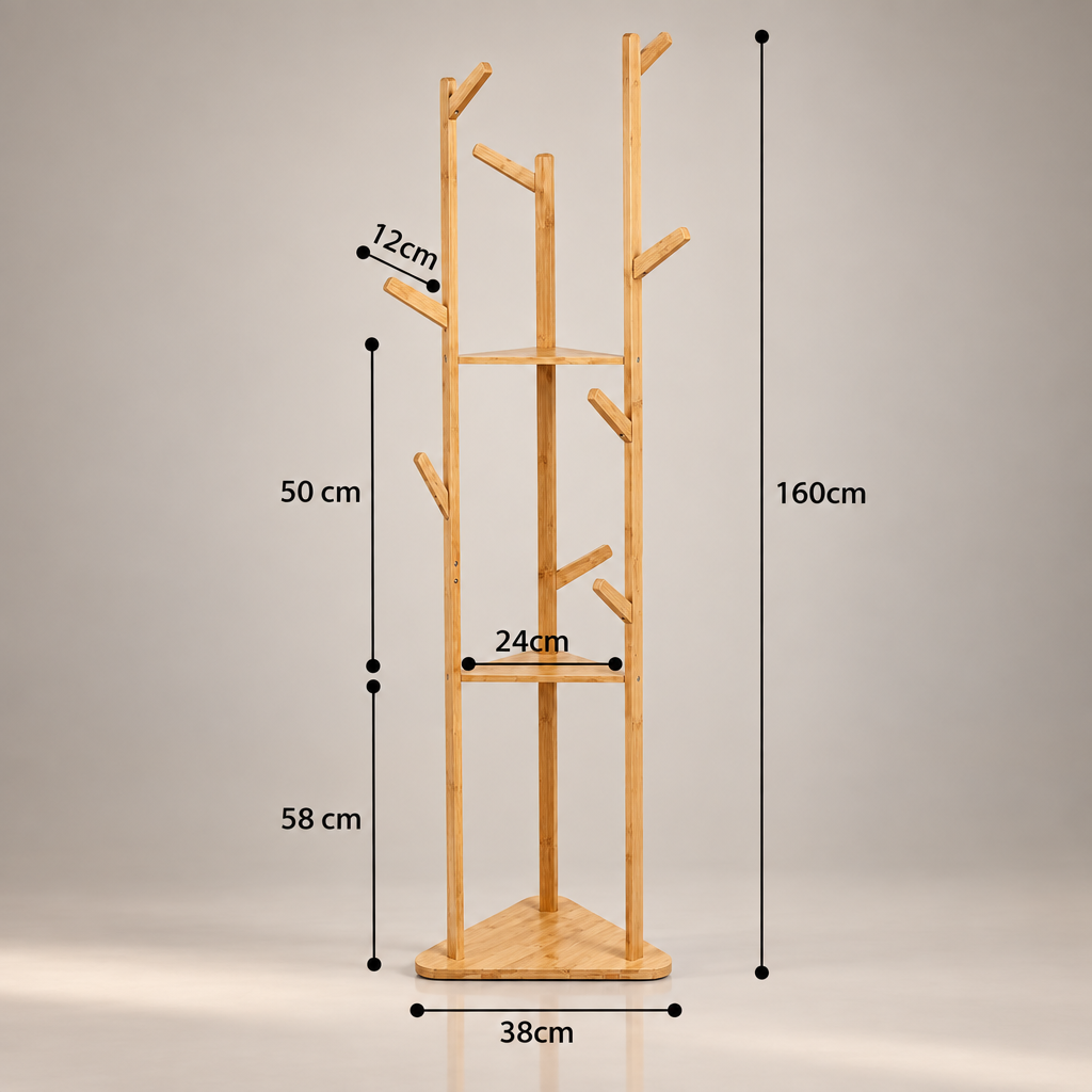 Porte-manteau bois 2 étagères - dimensions