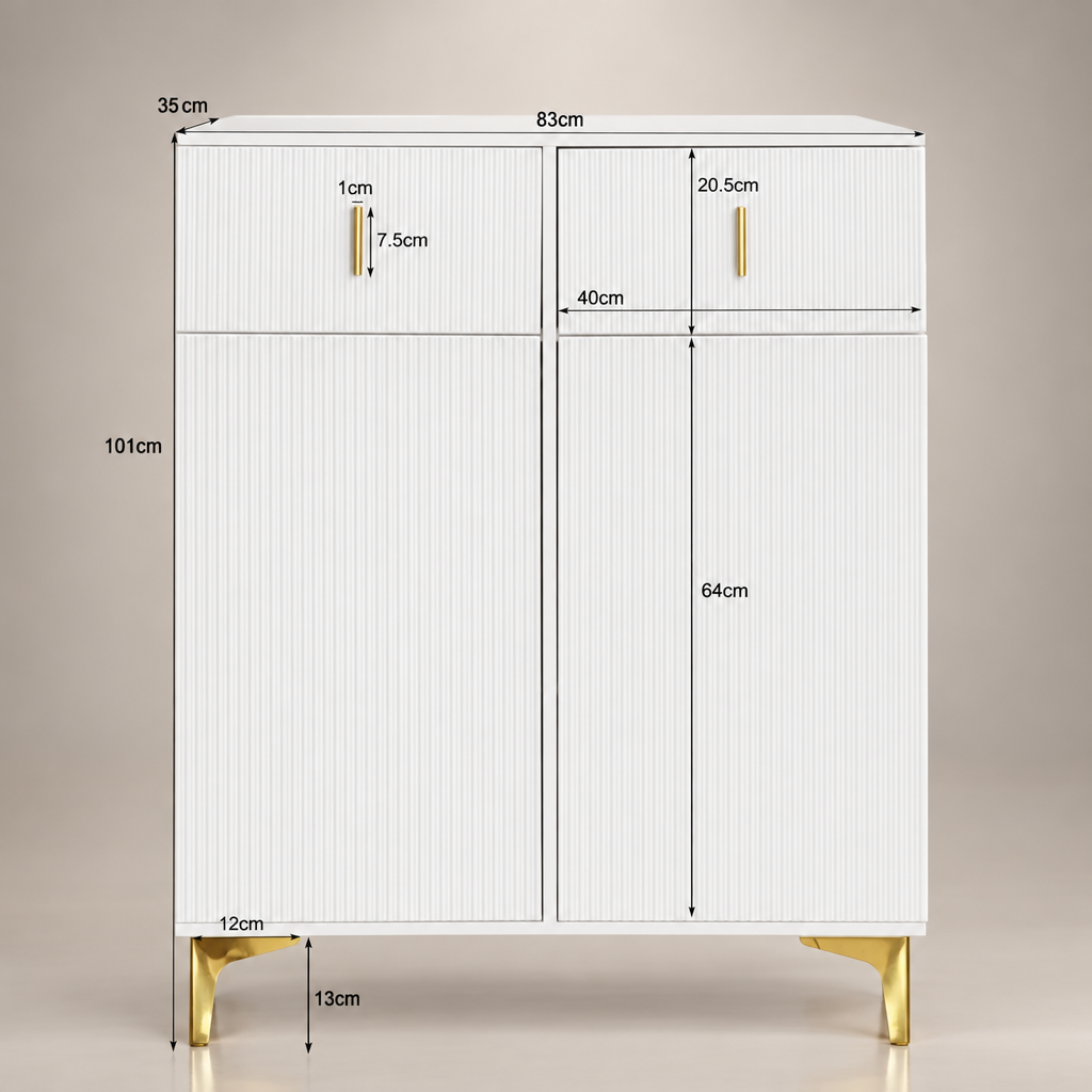 Ensemble porte-manteau blanc doré - dimensions