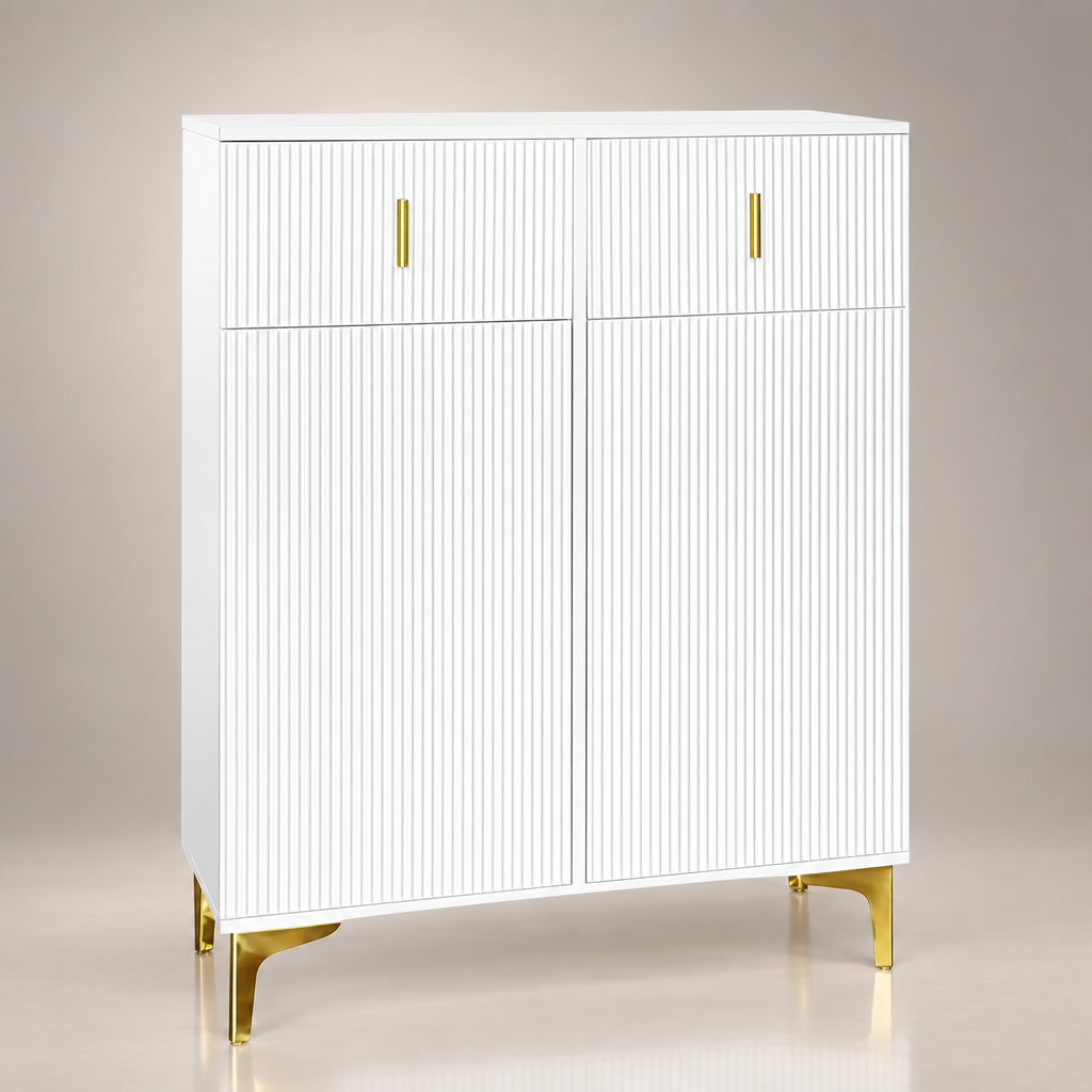 Ensemble porte-manteau blanc doré - angle 2