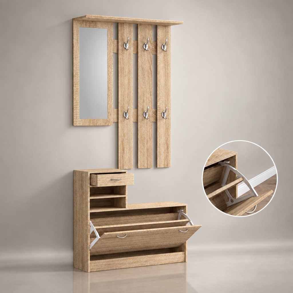 Ensemble 3-en-1 bois naturel - photo studio