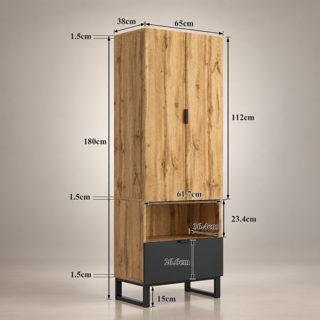 Armoire tringle détails dorés - dimensions