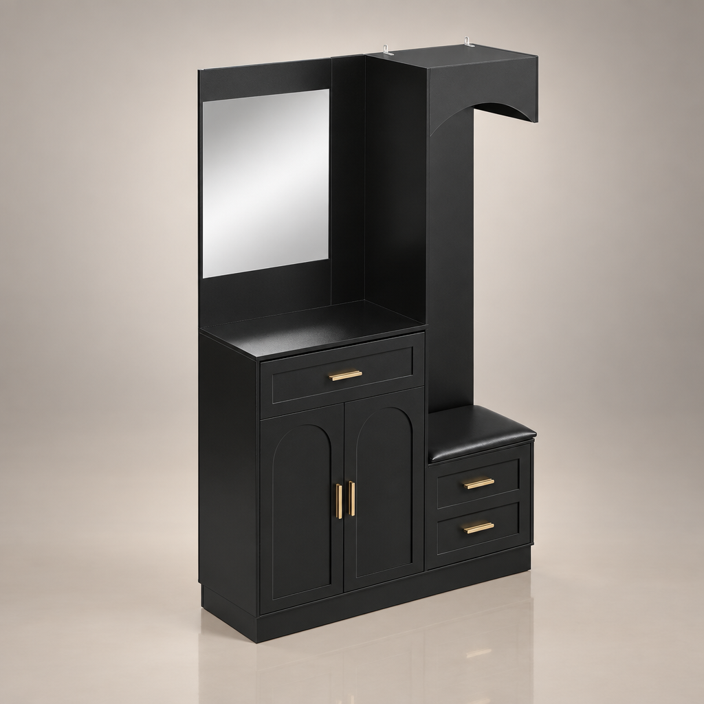 Porte-manteau compact noir miroir - photo studio
